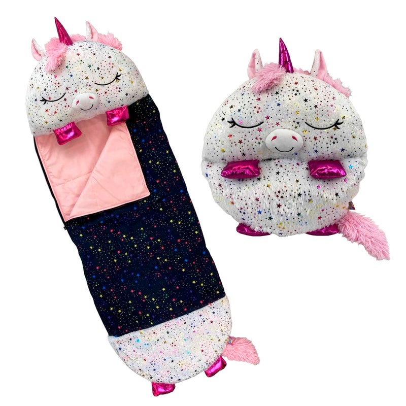 Happy Nappers Pillow & Sleepy Sack- Comfy, Cozy, Compact, Super Soft, Warm, All Season, Sleeping Bag with Pillow- Medium 54” x 20”, Shimmer Unicorn - Image 2